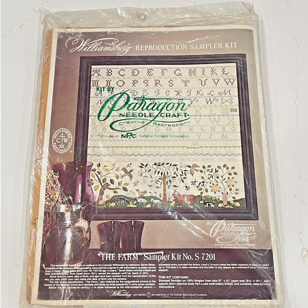 Vintage Williamsburg The‎ Farm Sampler Kit S-7201 Alphabet Paragon Needlecraft